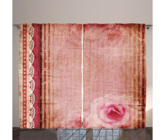 Vintage Frame Roses Curtain