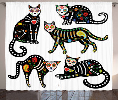 Ornate Black Cats Curtain