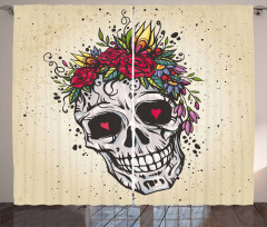 Boho Plant Skull Curtain