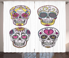Mexican Skulls Set Curtain
