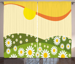 Daisy Flower Field Sun Curtain