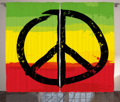 Grunge Hippie Peace Sign Curtain