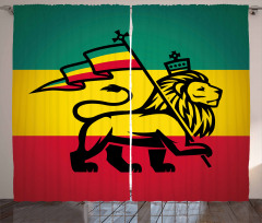 Judah Lion Rastafari Flag Curtain