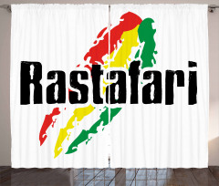 Grunge Rastafari Words Curtain