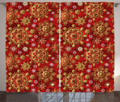 Xmas Flora Ornament Curtain
