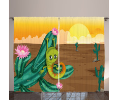 Cartoon Desert Landscape Curtain
