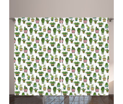 Succulent Doodle Pots Curtain