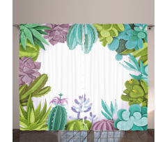 Succulents Plants Frame Curtain