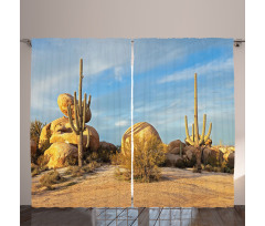 Saguaros Boulders Sunset Curtain