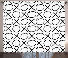 Doodles Monochrome Style Curtain