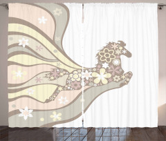 Floral Horse Galloping Curtain