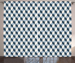 Cubes Squares 3D Style Curtain