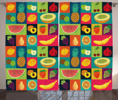 Pop Art Grunge Fruits Curtain