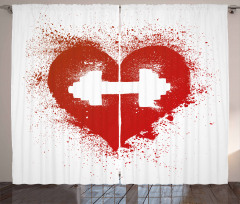 Red Heart Dumbbell Art Curtain