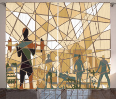 Mosaic People in Gym Curtain