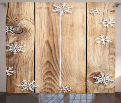 Wood Plank Snowflakes Curtain