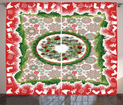 Fir Wreath Ornaments Curtain