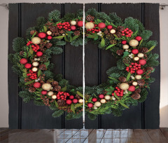 Fir Xmas Wreath Curtain