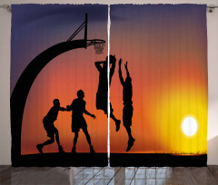 Boys Play Basketball Curtain