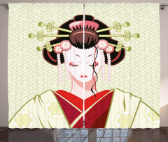 Geisha Woman Portrait Curtain