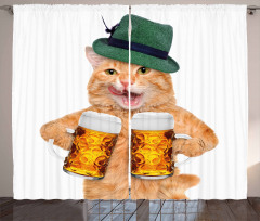Cool Cat Hat Beer Mug Funny Curtain