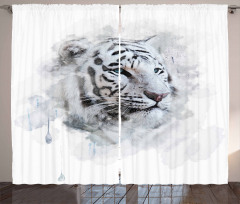 White Tiger Portrait Curtain