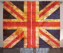 Union Jack Motif Grunge Curtain