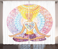 Woman in Lotus Position Curtain