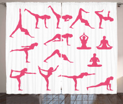 Pink Silhouettes Flexing Curtain