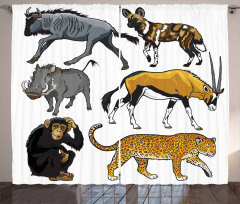 Cartoon Wild Animals Africa Curtain