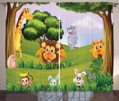 Animals in Forest Safari Curtain