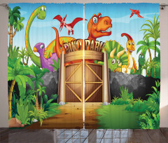 Wild Dinosaurs Park Door Curtain