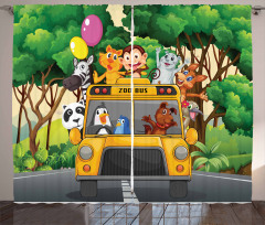 Animals Balloons Bus Travel Curtain