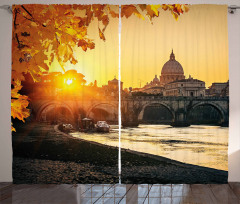 Sunset Tiber River Rome Curtain