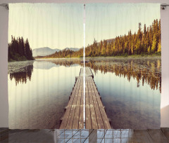 Wooden Pier on the Lake Curtain