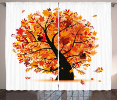 Cartoon Tree Leaves Curtain