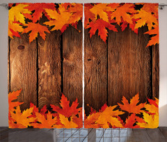 Leaves on the Wooden Board Curtain