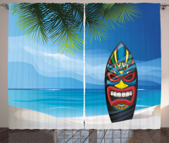 Tiki Surfboard Curtain
