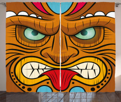 Angry Face Totem Curtain