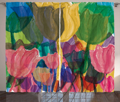 Watercolor Garden Art Curtain