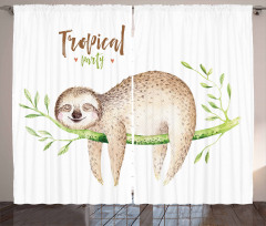 Young Animal on Palm Tree Curtain