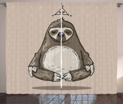 Cartoon Sloth Meditates Curtain