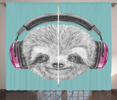 DJ Sloth Headphones Curtain