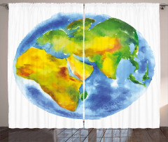 Globe of Earth Watercolors Curtain