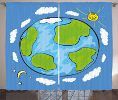 Kids Drawing of Planet Curtain