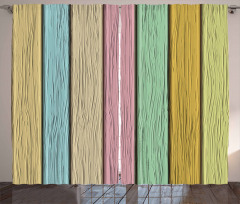 Colorful Wooden Planks Curtain