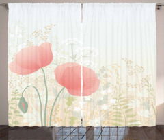 Wild Poppy Blooms Rural Curtain
