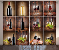 Grapes Meat Drink Collage Curtain