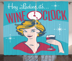 Ladies It's Wine O'clock Curtain