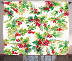 Watercolor Berries Winter Curtain